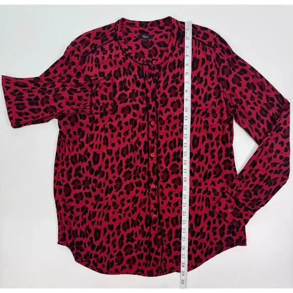 Rails “Lillian” Red Leopard Button Down Blouse Size L - Picture 9 of 13